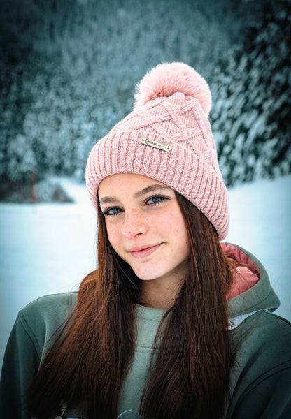 Gorros con pompones para mujer